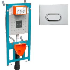 Инсталляция Vitra V12 для скрытого монтажа унитаза с клавишей смыва Loop O Хром глянцевый 700-1873