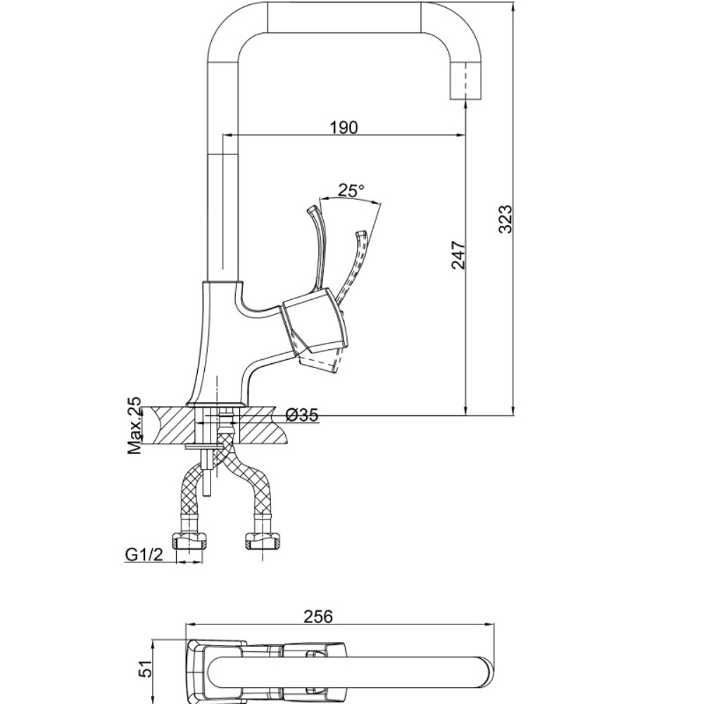 Смеситель для кухни D&K Rhein Bach Хром глянцевый DA1472401 Смеситель для кухни D&K Rhein Bach Хром глянцевый DA1472401 — изображение 2