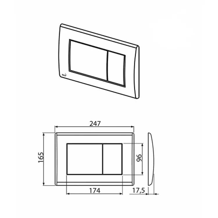 Кнопка смыва Alcaplast прямоугольная матовый хром Кнопка смыва Alcaplast прямоугольная матовый хром — изображение 2