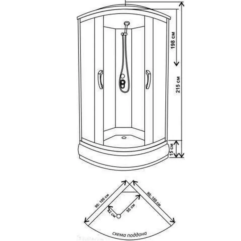 Душевая кабина Водный мир 100х100 Хром / Матовое низкий поддон ВМ-883 Е 100Б Душевая кабина Водный мир 100х100 Хром / Матовое низкий поддон ВМ-883 Е 100Б — изображение 2