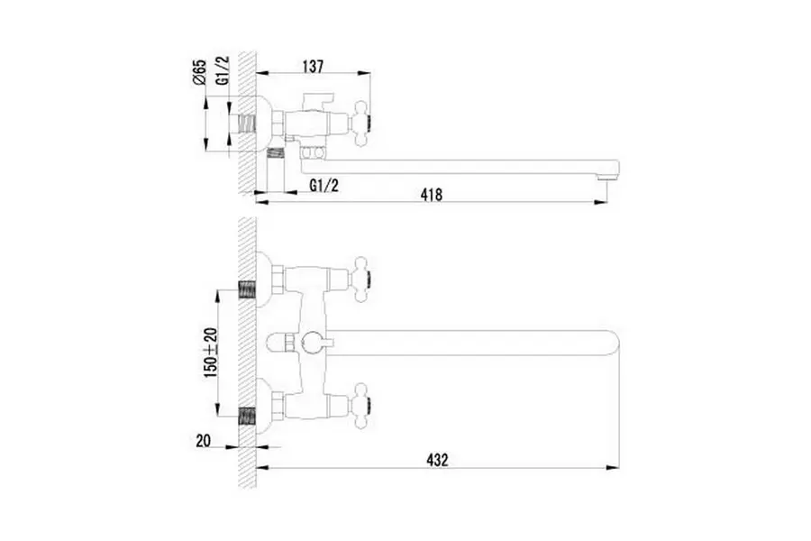 Смеситель для ванны Lemark Standard Хром LM2112C Смеситель для ванны Lemark Standard Хром LM2112C — изображение 2