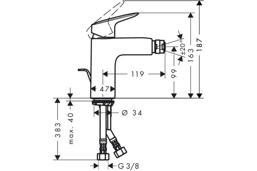 Смеситель для биде Hansgrohe Logis 100 71200000 Смеситель для биде Hansgrohe Logis 100 71200000 — изображение 2