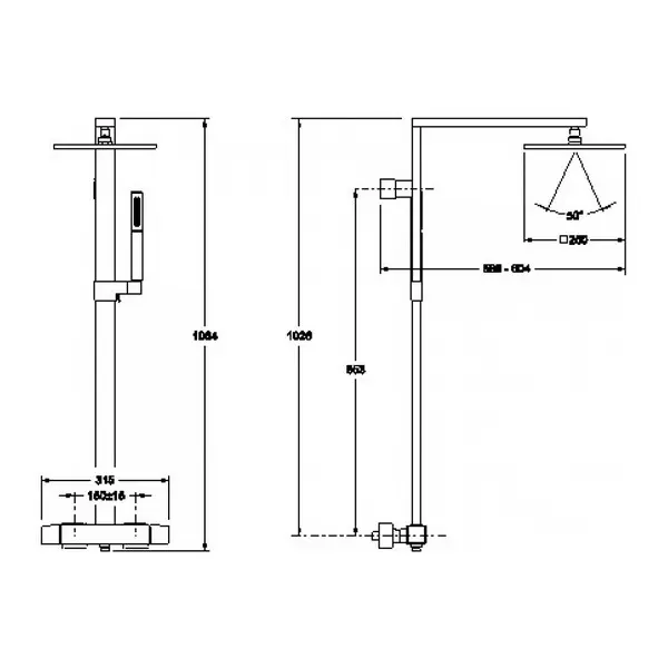 Душевая система Jacob Delafon Strayt с термостатом E98321-CP Душевая система Jacob Delafon Strayt с термостатом E98321-CP — изображение 2