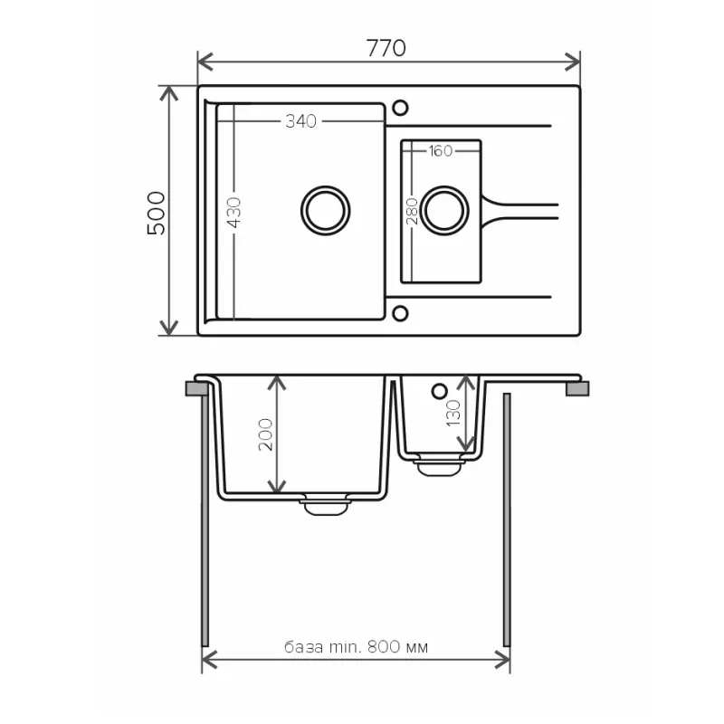 Мойка кухонная Polygran Brig 77 621435 Песочный Мойка кухонная Polygran Brig 77 621435 Песочный — изображение 3