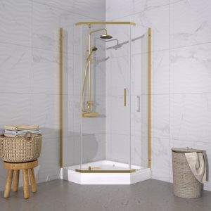 Душевой уголок Triton Дека 100х100 с поддоном А Золото / Прозрачное Щ0000073924