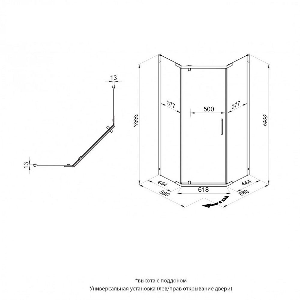 Душевой уголок Triton Дека 90х90 Графит / Прозрачное Щ0000073929 Душевой уголок Triton Дека 90х90 Графит / Прозрачное Щ0000073929 — изображение 4