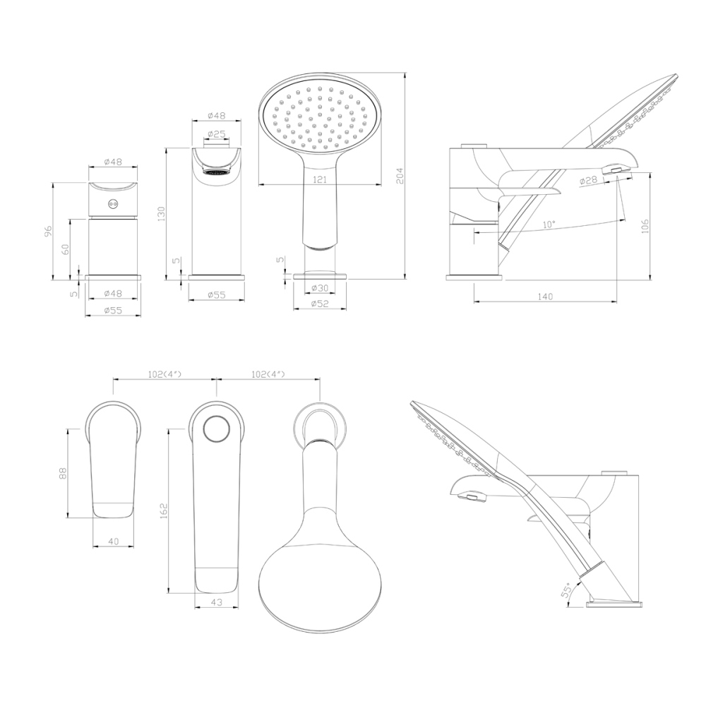 Смеситель на борт ванны Rossinka W40 Хром / Белый W40-39 Смеситель на борт ванны Rossinka W40 Хром / Белый W40-39 — изображение 2